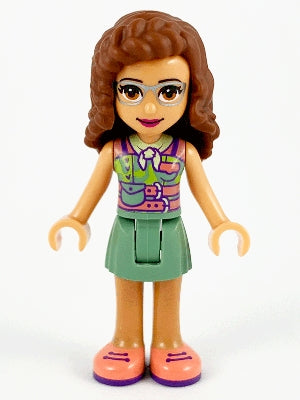 Friends Olivia (Nougat) - Sand Green Skirt, Sand Green Top, Coral Shoes (frnd378)