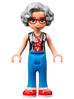 Friends Dottie - Blue Trousers with Red Shoes, Black Vest over Red Shirt with Cherries (frnd489)