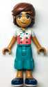 Friends Leo - White and Coral Chef Shirt with Sprinkles, Dark Turquoise Cropped Trousers, Dark Blue Shoes (frnd593)