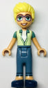 Friends Olly - Yellowish Green and Sand Green Unbuttoned Shirt, Sand Blue Trousers, Dark Blue Shoes (frnd594)