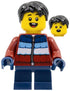 Child - Boy, Dark Red Puffy Coat, Dark Blue Short Legs, Black Hair (hol278)