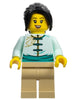 Lunar New Year Parade Participant - Female, Light Aqua Tang Jacket, Tan Legs, Black Hair (hol306)