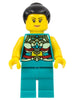 Lunar New Year Parade Participant - Musician, Female, Ornate Dark Turquoise Costume, Black Bun, Slight Smile (hol314)