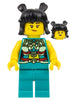 Lunar New Year Parade Participant - Musician, Female, Ornate Dark Turquoise Costume, Black Space Buns (hol315)