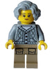 Lodge Owner - Female, Light Bluish Gray Knit Cable Cardigan Sweater, Dark Tan Legs with Pockets, Wavy Hair (hol326)