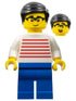 Man - White Sweater with Red Horizontal Stripes, Blue Legs, Black Hair, Glasses (hol343)