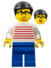 Man - White Sweater with Red Horizontal Stripes, Blue Legs, Black Hair, Glasses (hol343)