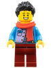 Man - Dark Azure Jacket over Silver Shirt, Dark Red Legs, Black Hair, Red Scarf (hol346)