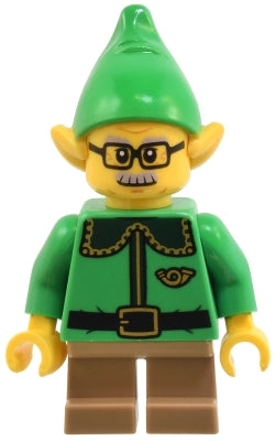 Elf - Dark Green Collar and Gold Horn, Moustache and Glasses (hol367)