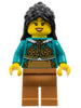 Woman, Black Long Hair, Dark Turquoise Cheongsam Bolero Shrug, Medium Nougat Legs (hol373)