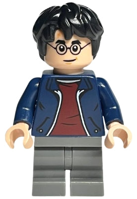 Harry Potter - Dark Blue Jacket with Dark Red Shirt, Dark Bluish Gray Medium Legs, Black Hair (hp380)