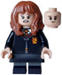 Hermione Granger - Gryffindor Robe Clasped, Black Skirt, Black Short Legs with Dark Bluish Gray Stripes, Open Mouth Scared / Closed Mouth Grin (hp468)