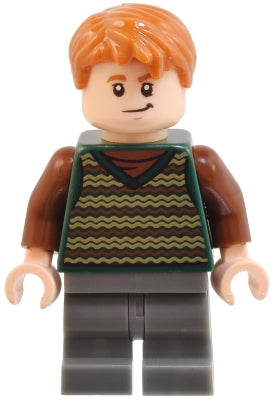 Fred Weasley - Dark Green Striped Sweater Vest, Dark Bluish Gray Medium Legs (hp515)