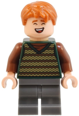 George Weasley - Dark Green Striped Sweater Vest, Dark Bluish Gray Medium Legs (hp516)