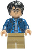 Harry Potter - Dark Blue Open Jacket over Plaid Shirt with Collar and Sand Blue Shirt, Dark Tan Medium Legs (hp544)