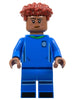 Soccer Player, Female, Blue Uniform, Medium Brown Skin, Dark Red Hair (idea132)