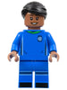 Soccer Player, Female, Blue Uniform, Medium Brown Skin, Black Hair, Hearing Aid (idea144)