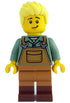 Gardener - Male, Medium Nougat Overalls over Sand Green Shirt, Reddish Brown Boots, Bright Light Yellow Hair (idea203)