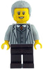 Man - Light Bluish Gray Jacket with Pinstripes, Dark Brown Legs, Light Bluish Gray Coiled Hair (idea205)
