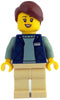 Botanical Garden Manager - Female, Dark Blue Bodywarmer over Sand Green Sweater, Tan Legs, Reddish Brown Hair (idea209)