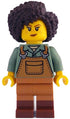 Gardener - Female, Medium Nougat Overalls over Sand Green Shirt, Reddish Brown Boots, Dark Brown Hair (idea212)