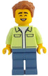 Man - Yellowish Green Jacket over White Shirt, Sand Blue Legs, Medium Nougat Tousled Hair (idea213)