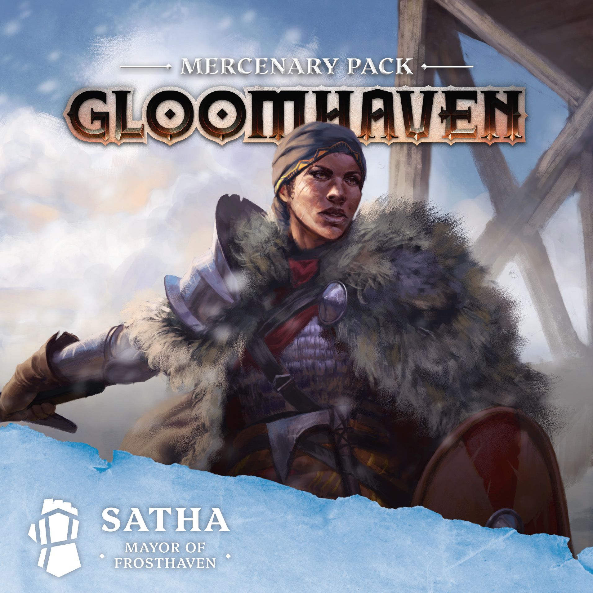 Box cover for Gloomhaven: Mercenary Pack – Satha, Mayor of Frosthaven