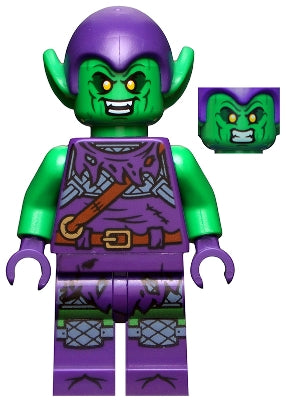 Green Goblin - Bright Green Skin, Dark Purple Outfit, Small Yellow Eyes, Printed Legs (sh0695)