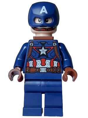 Captain America - Dark Blue Suit, Reddish Brown Hands, Helmet, Reddish Brown Neck Bracket (sh0973)