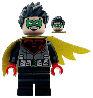 Robin - Green Mask, Red Hands, Black Medium Legs, Scalloped Asymmetrical Cape Black and Yellow Sides (sh1079)