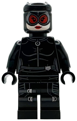 Catwoman - Black Suit and Mask, Red Lenses, Leg Straps (sh1089)