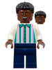 Soccer Spectator - White Shirt with Dark Turquoise and Dark Pink Stripes, Dark Blue Legs, Black Hair (soc162)