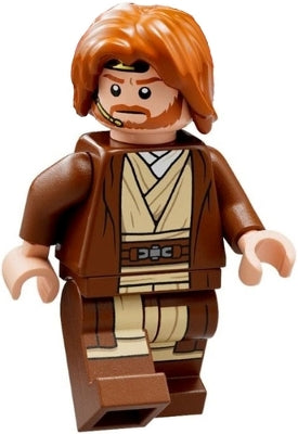 Obi-Wan Kenobi - Reddish Brown Robe, Dark Orange Mid-Length Tousled with Center Part Hair (sw1220)
