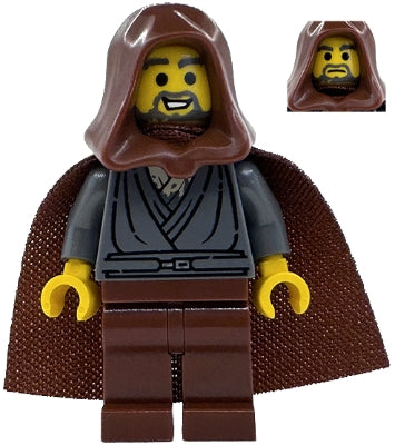 Jedi Bob - Dark Bluish Gray Tunic, Reddish Brown Hood and Cape (sw1379)