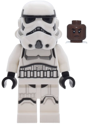 Imperial Stormtrooper - Male, Dual Molded Helmet with Light Bluish Gray Panels on Back, Shoulder Belts, Umber Head (sw1454)