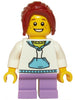Child - Girl, White Hoodie with Medium Blue Pocket, Medium Lavender Short Legs, Dark Red Ponytail, Freckles (twn209)