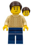 Male with Tan Knit Sweater, Dark Blue Legs and Dark Brown Hair (twn388)