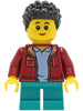 Child - Boy, Dark Red Jacket, Dark Turquoise Short Legs, Black Short Coiled Hair, Freckles (twn410)
