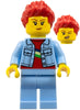 Woman, Bright Light Blue Denim Jacket, Bright Light Blue Legs, Red Spiked Hair (twn440)