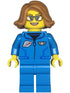 Space Scientist - Female, Dark Azure Jumpsuit, Medium Nougat Hair, Glasses, Open Mouth Smile (twn479)