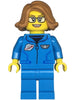 Space Scientist - Female, Dark Azure Jumpsuit, Medium Nougat Hair, Glasses, Open Mouth Smile (twn479)