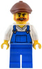 Natural History Museum Window Washer - Male, Blue Overalls over V-Neck Shirt, Blue Legs, Reddish Brown Flat Cap, Beard (twn492)