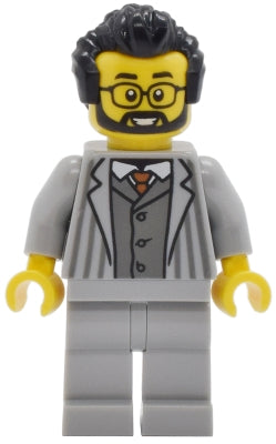 Tudor House Haberdashery Store Owner - Light Bluish Gray Jacket with Pinstripes and Legs, Black  Hair (twn511)