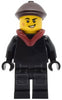 Tudor House Chimney Sweep - Black Torso and Legs with Dark Bluish Gray Pockets, Dark Brown Flat Cap, Dark Red Hood Folded Down (twn517)