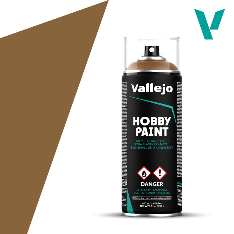 Vallejo Hobby Paint - Fantasy Color Primer Spray (400ml) - Leather Brown
